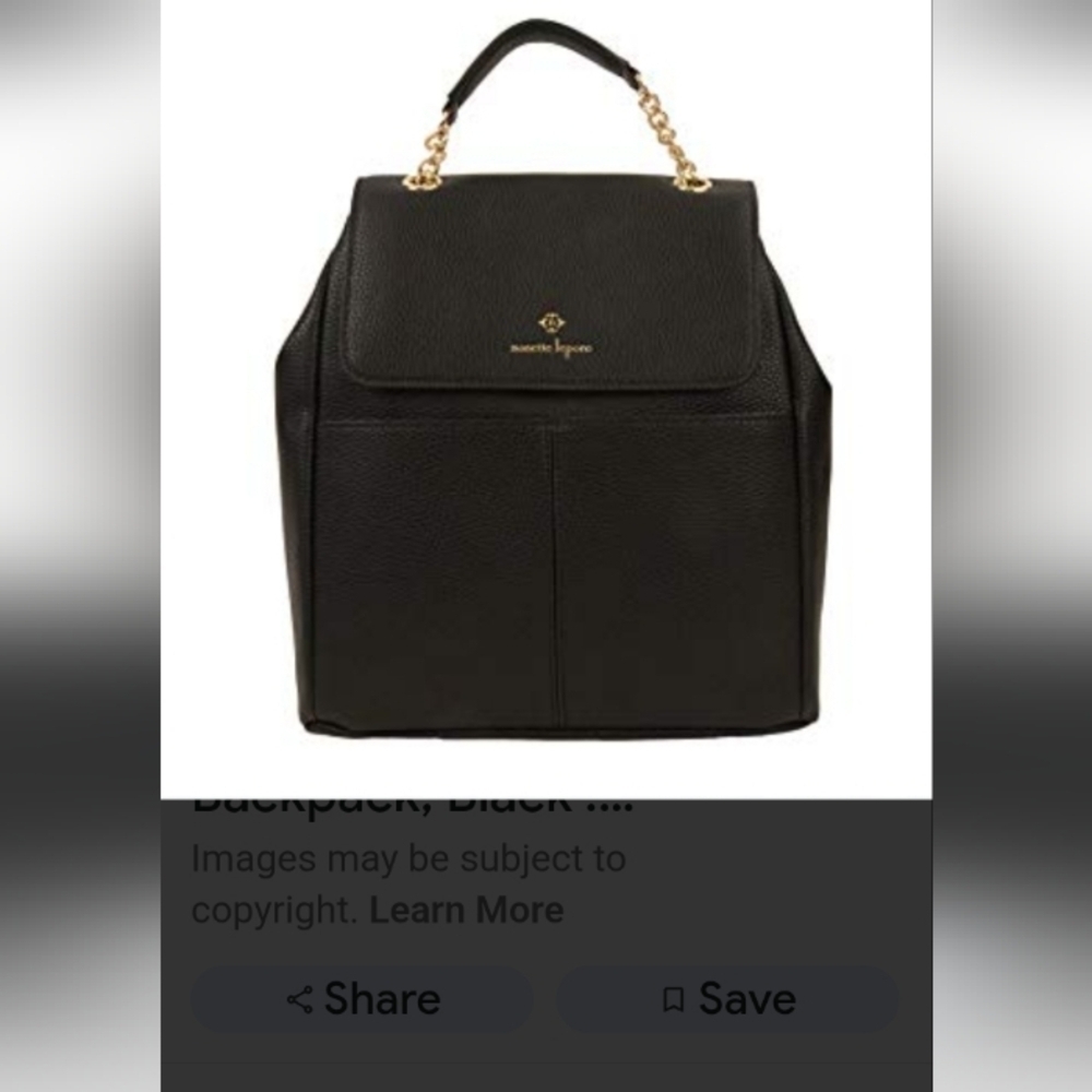 Nanette Lepore Black Leather Texture Convertabile Bag Or Backpack with Gold Logo